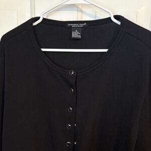 Reference Point Black Snap-Front Women's Sweater